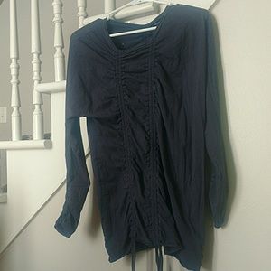 Neon Buddha shirt ruched front & back navy comfy